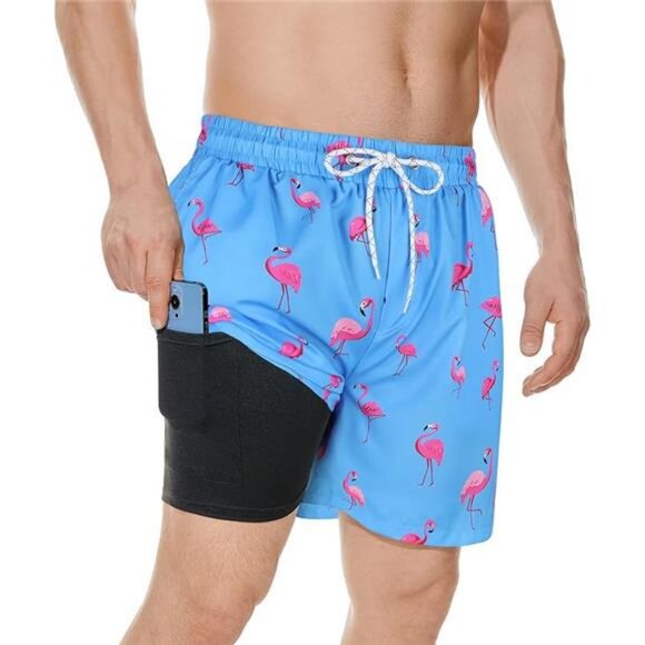 Men's Swim Trunks Board Shorts Quick Dry Mens Swimming Trunks Compression Liner - Picture 6 of 6